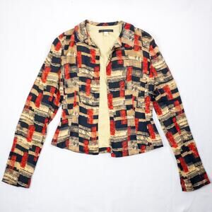 Elie Tahari Vintage Red Blue Striped Blazer Womens Small